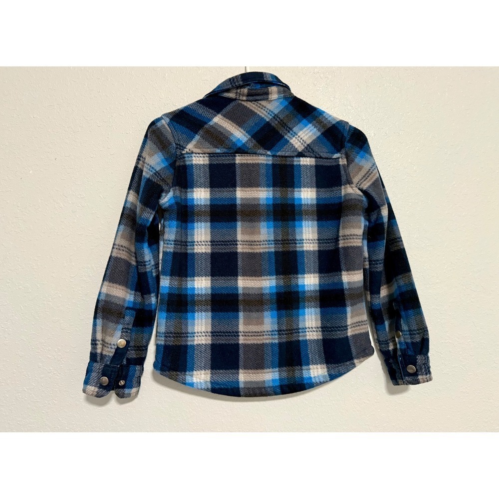 Eddie Bauer Kids Sherpa Lined Plaid Flannel Shirt Jacket Blue Gray Size 8 - Picture 4 of 4